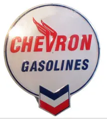 plaque chevron gasolines 52x44cm tole deco garage usa