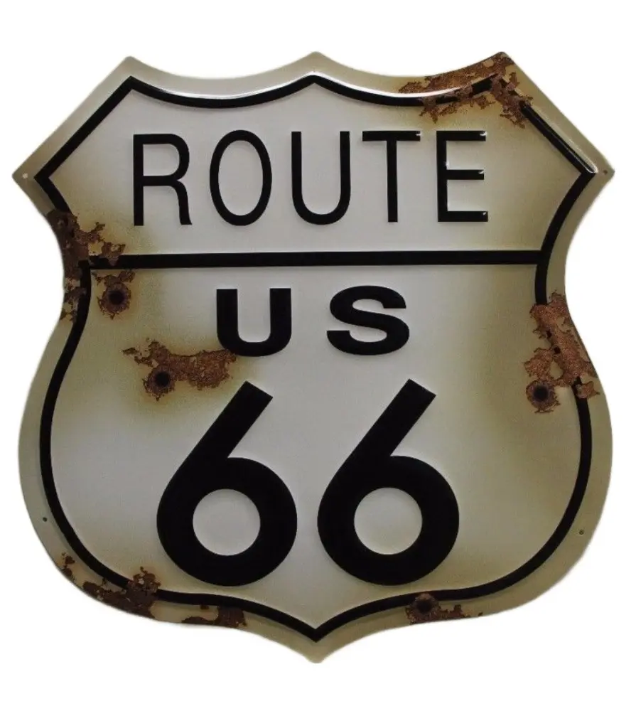 Route 66 Coat of arms Viellit 60cm Tole Deco Diner USA Loft