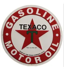 plaque texaco motor oil 60cm gasoline tole blanche garage