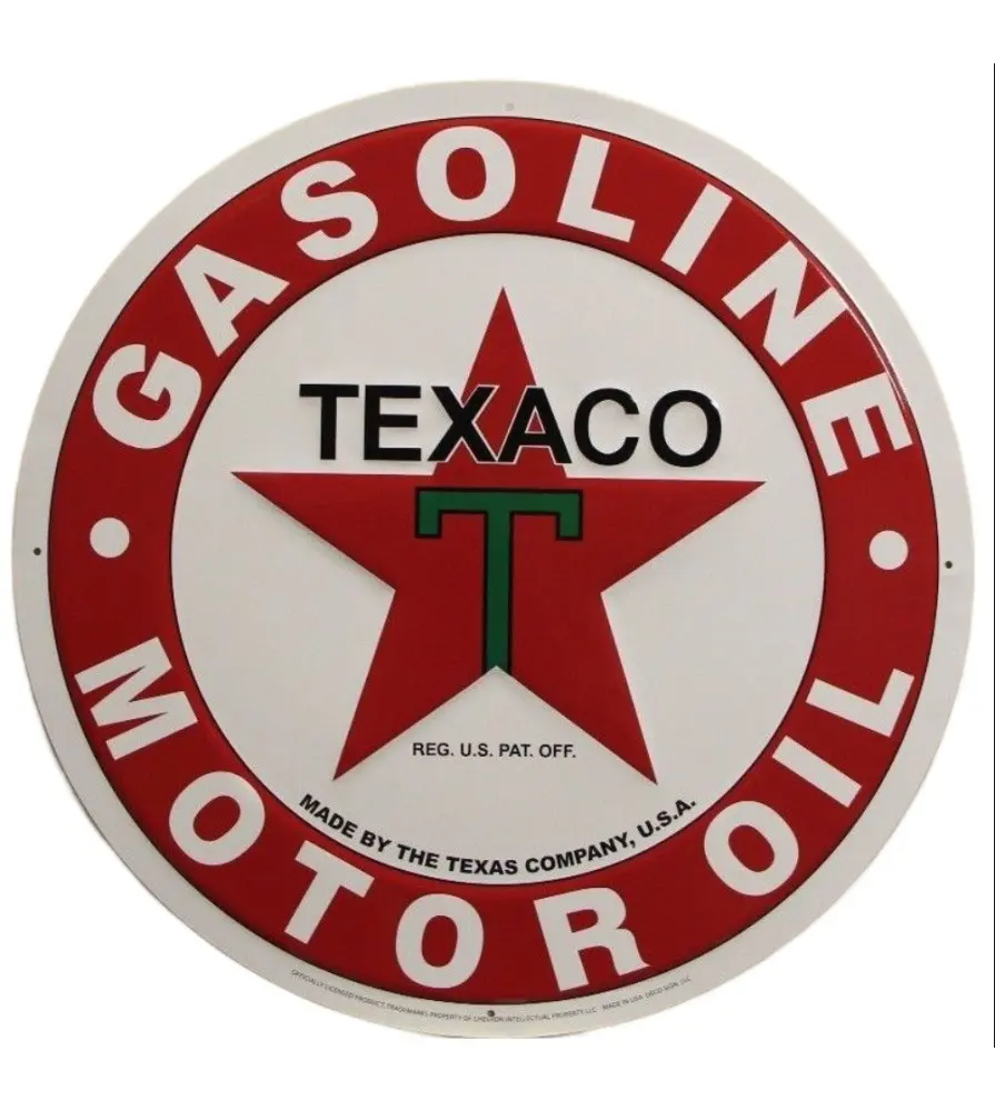 Plate texaco motor oil 60cm Gasoline tole white garage