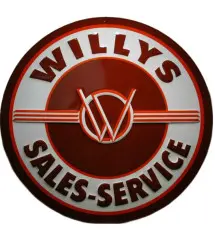 Willys Sales & Service Plate 60cm Tole Deco Jeep Garage