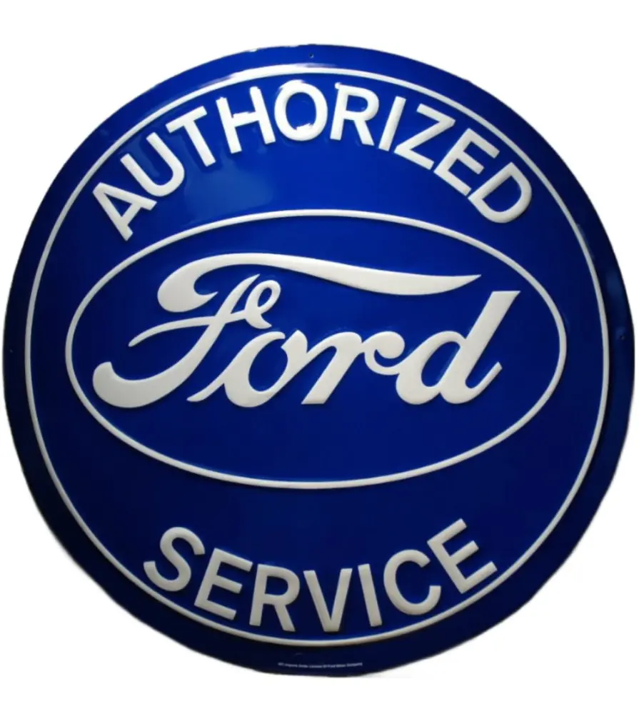 plaque ford authorized service bleu 60cm tole deco garage