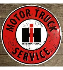 International Motor Truck Plate 60cm Tole Deco Garage USA
