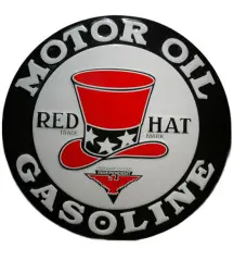 plaque red hat motor oil 60cm tole déco huile garage usa