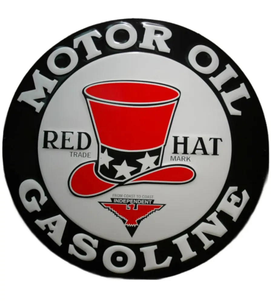 plaque red hat motor oil 60cm tole déco huile garage usa
