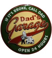 Plate dads garage 60cm Deco Pub Metal Tole Poster Bar USA