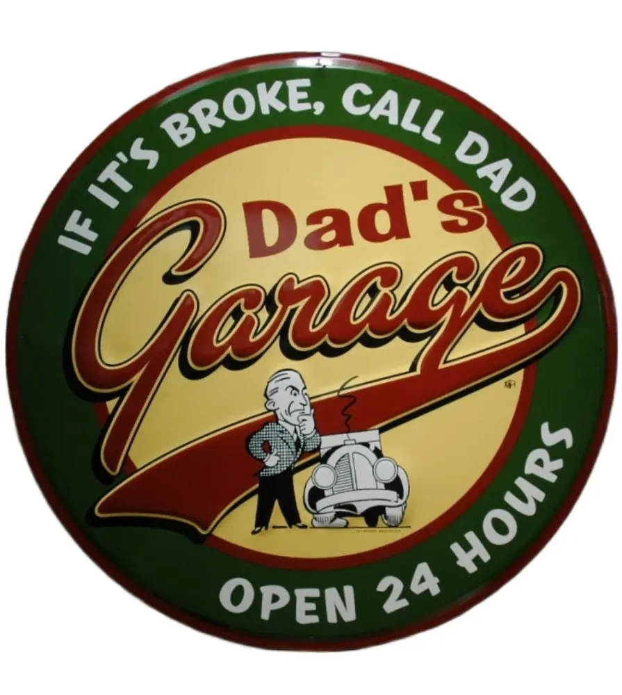 plaque dads garage 60cm deco pub metal tole affiche bar usa