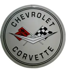 Chevrolet Corvette Plate 60cm Logo Flag Tole Deco USA