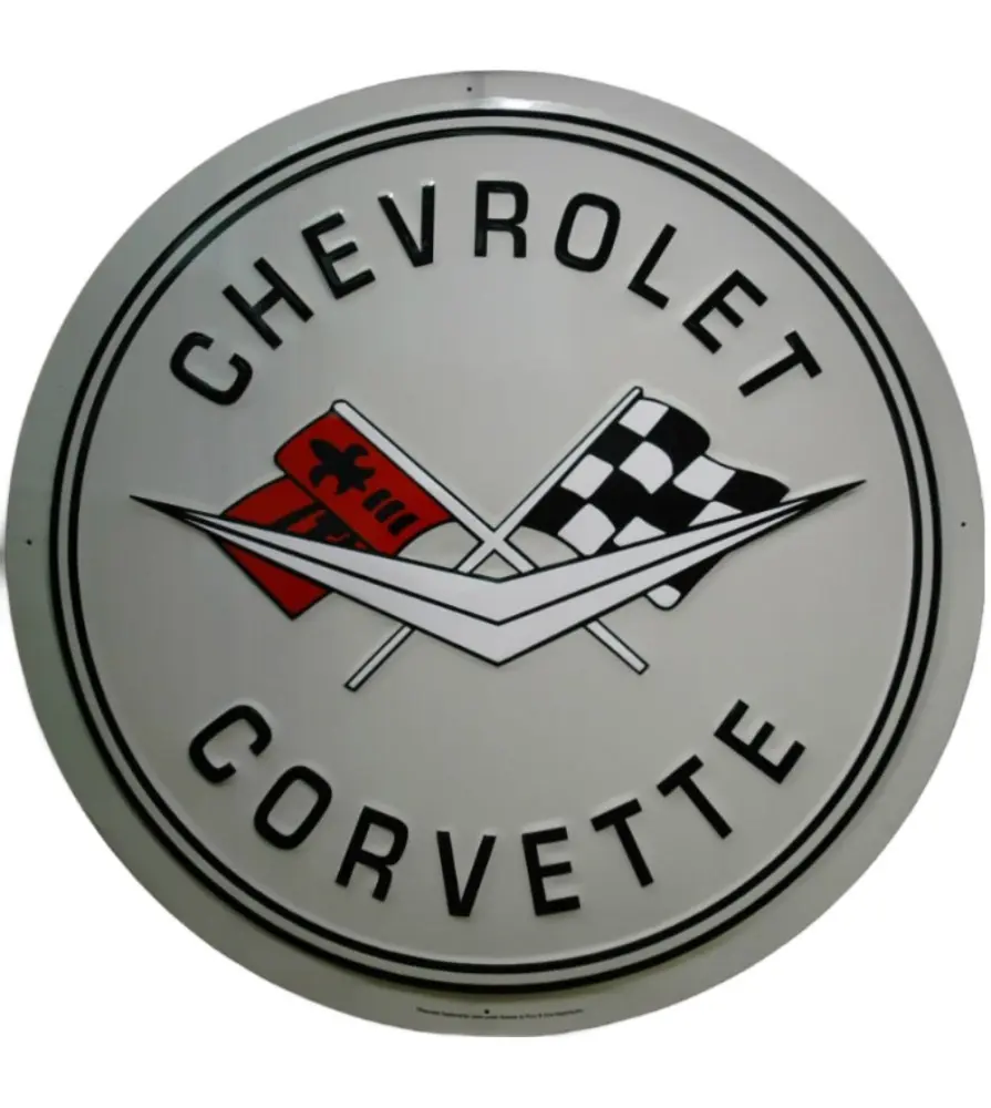 plaque chevrolet corvette 60cm logo drapeau tole deco usa