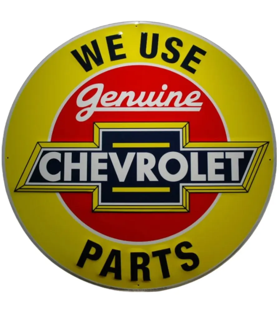 plaque chevrolet parts jaune 60cm tole pub affiche usa metal