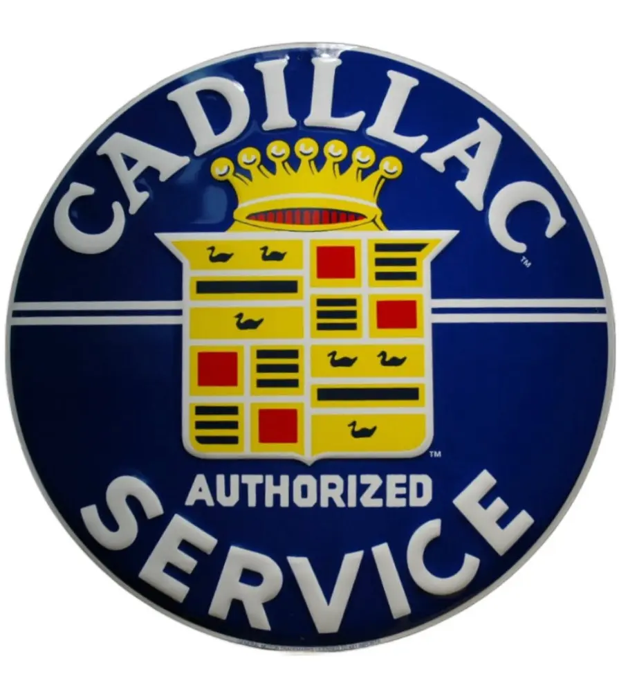 plaque cadillac authorized service 60cm tole deco garage usa