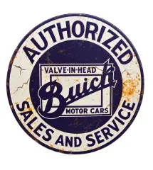 plaque authorized buick sales and service ronde 30cm tole aspect vieillit indien