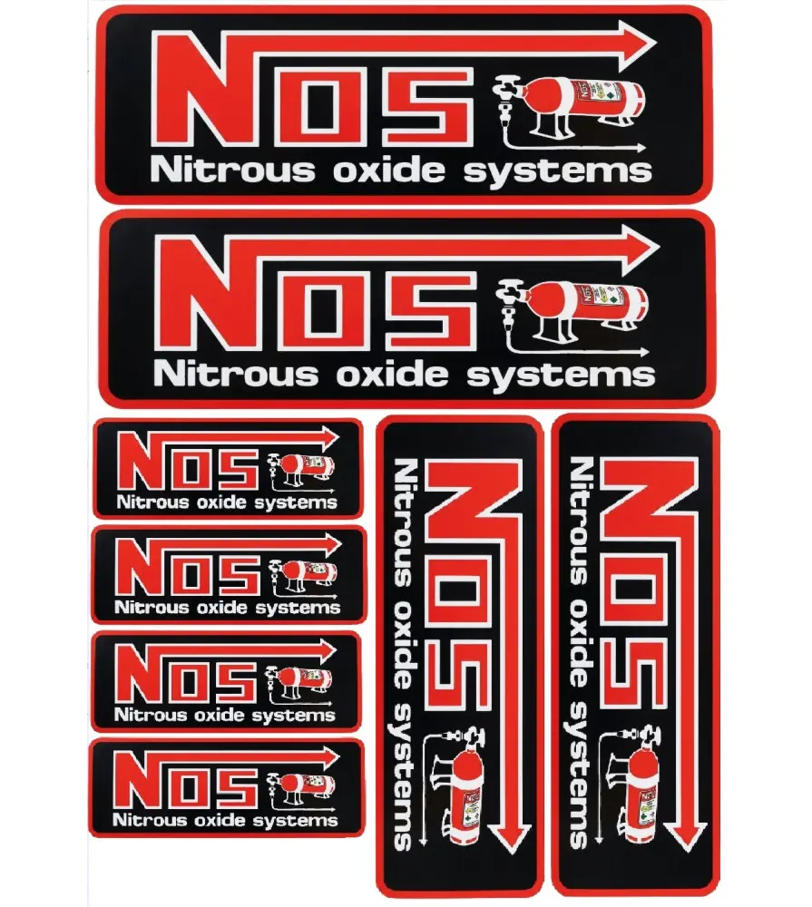 planche de stickers NOS rouge autocollant drag racing