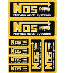 planche de stickers NOS jaune et noir autocollant nitro oxyde system drag racing