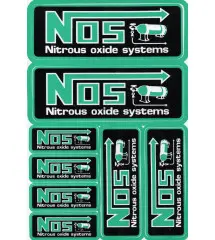 planche de stickers NOS verte autocollant nitro oxyde system drag racing