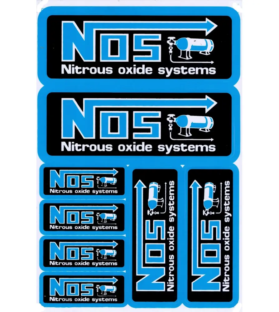 planche de stickers NOS bleu gris autocollant drag racing