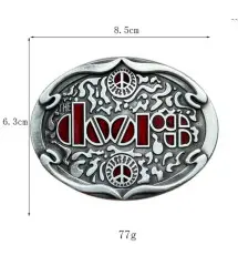 belt buckle The Doors Oval Red & Alu Man Women Jim Morisson