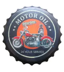 plaque capsule moto motor oil 40cm tole deco metal diner bar loft garage