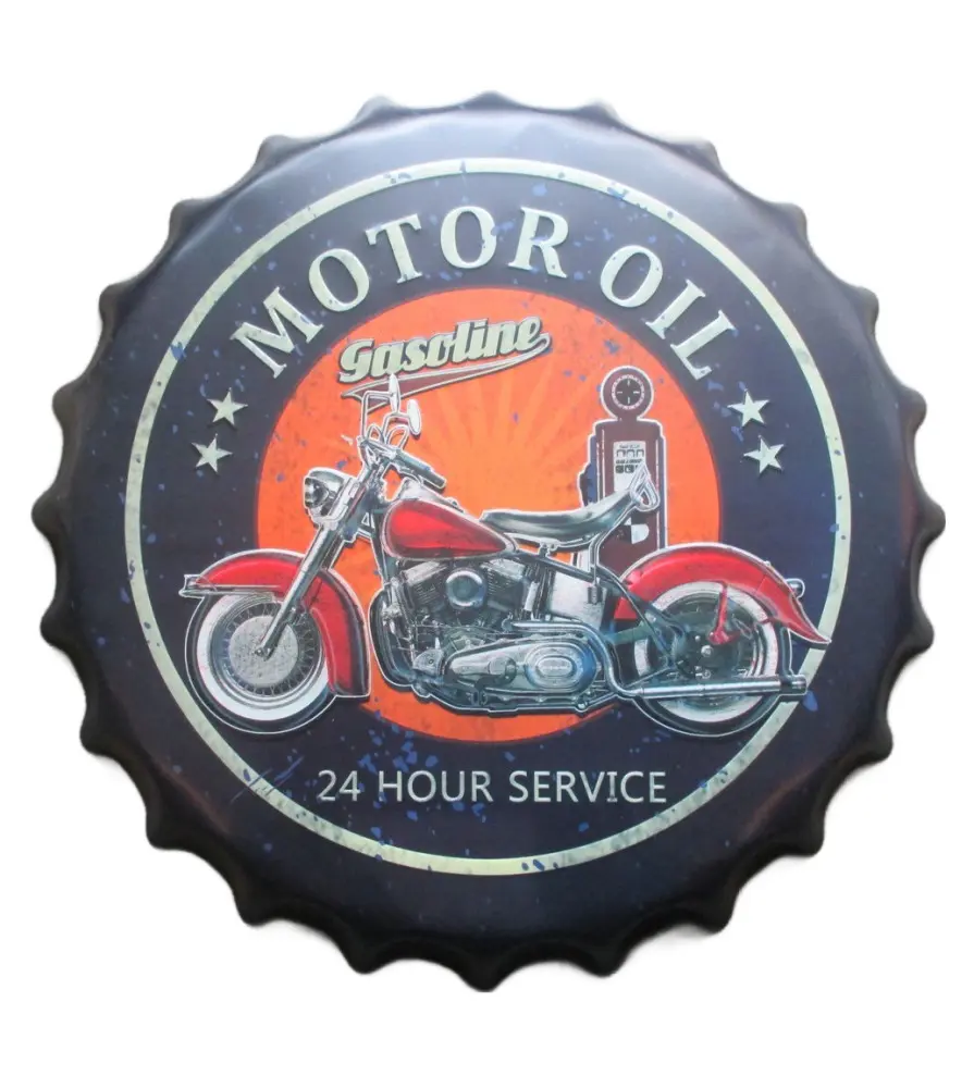 Capsule plate motorcycle motor oil 40cm tole deco metal dinner bar loft garage