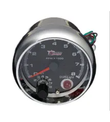 petit compte tours 3,5" chromé noir avec shift light 4 6 8