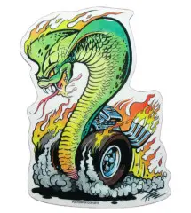 sticker serpent cobra avec des roues qui burn kustom kulture autocollant transparent