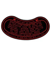 Autocollant Filtre à Air à Bain d’Huile AC – Buick & GM (1940-1955) – 12 x 6 cm Autocollant Filtre à Air à Bain d’Huile AC – Buick & GM (1940-1955) – 12 x 6 cm
