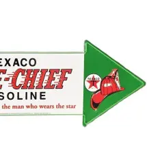Plate texaco fleche 69x22 cm tole deco metal garage usa