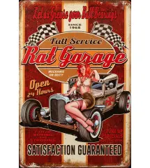 plaque metal rat garage satisfaction garanteed pin up hot rod tole 30x20cm deco garage loft diner