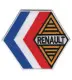 Renault Embroidered Iron-On Patch – Vintage Logo & French Tricolor Flag (10x9 cm / 4x3.5 in)