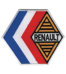 Patch Brodé Thermocollant Renault – Logo Vintage & Drapeau Tricolore (10x9 cm)