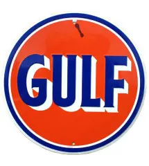 Plate Gulf orange round deco garage oil poster tole