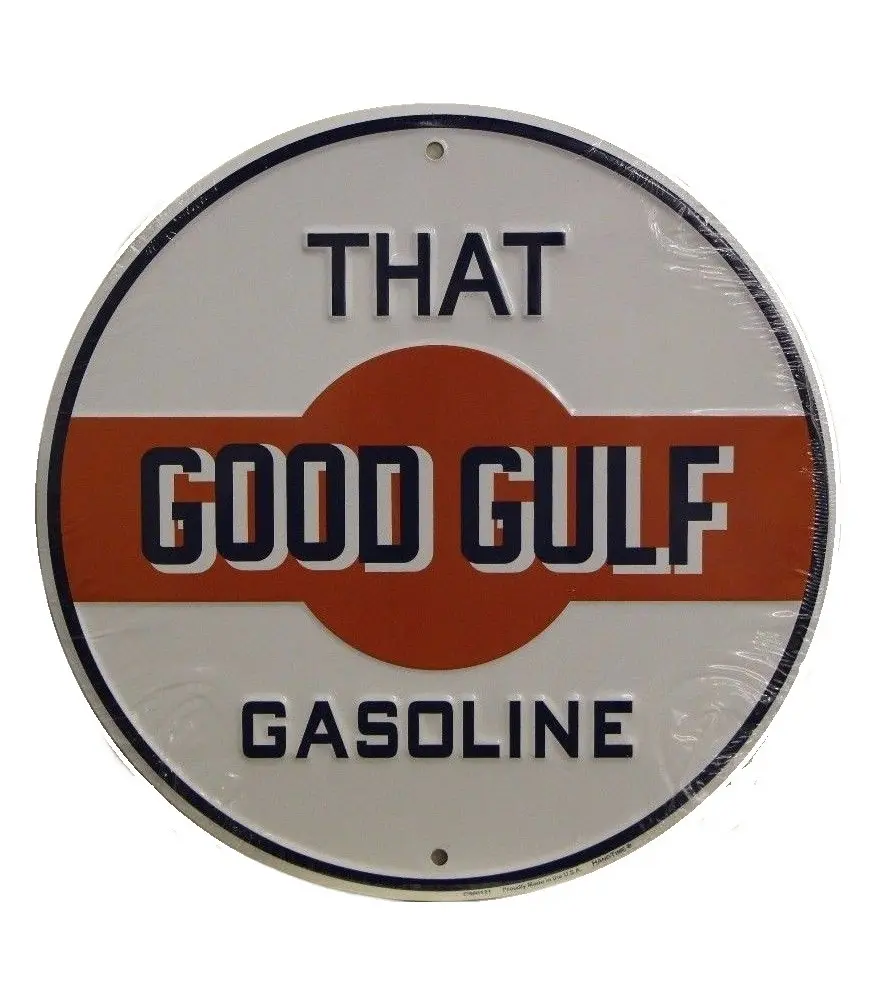 plaque gulf goog gulf 30cm ronde deco garage loft diner usa