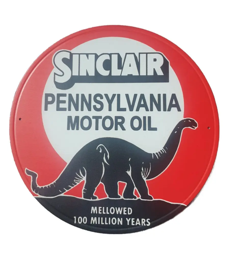 Plaque Métallique Décorative Vintage – Sinclair Pennsylvania Motor Oil (Ø 30 cm)