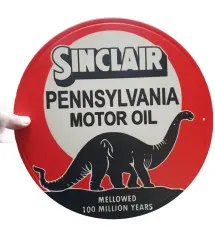 Plaque Métallique Décorative Vintage – Sinclair Pennsylvania Motor Oil (Ø 30 cm)