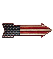 plaque fleche drapeau des usa 44x13cm tole imitation relief