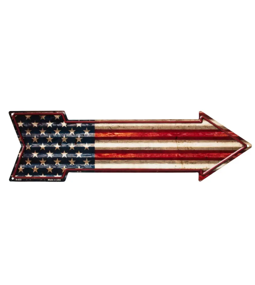 Plate Fleche Flag of the USA 44x13cm Tole Imitation Relief Plate Fleche Flag of the USA 44x13cm Tole Imitation Relief