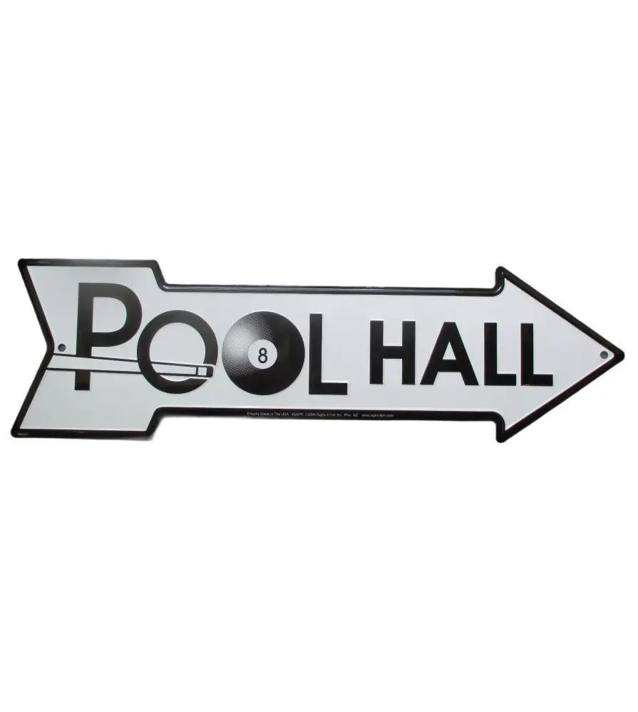 Plate arrow pool hall white 8 ball black tole deco metal poster bar dinner loft