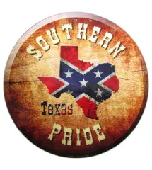 Rebel Texase PlaqueSouthern Flag Round Tole Pub Poster US