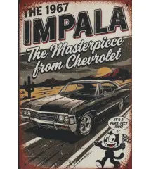 Vintage Metal Sign – "The 1967 Impala - Chevrolet & Felix the Cat" (30 x 20 cm / 12 x 8 inches)