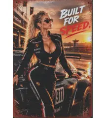 Vintage Built For Speed" Pin-Up Metal Tin Sign – Retro Motorsport Wall Decor 20 x 30 cm Vintage Built For Speed" Pin-Up Metal Tin Sign – Retro Motorsport Wall Decor 20 x 30 cm