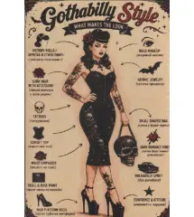 Plaque Métallique Vintage Gothabilly Style Pin-Up Plaque Métallique Vintage Gothabilly Style Pin-Up