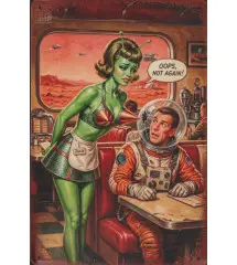 Plaque Métallique Vintage Oops, Not Again Pin-Up - 30 x 20 cm