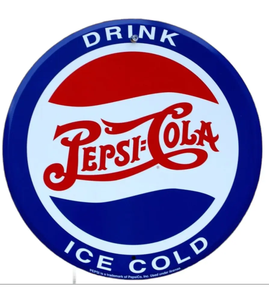plate pepsi cola blue drink ice cold tole pub dinner tole us