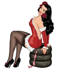 petit sticker pin up pneus style retro année 50 autocollant