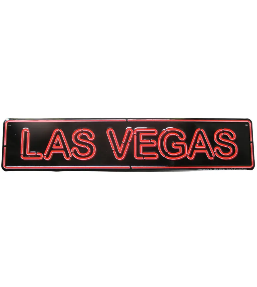 Street sign Las Vegas imitation neon 61x13 cm Tole Deco Metal Pub Dinner Bar