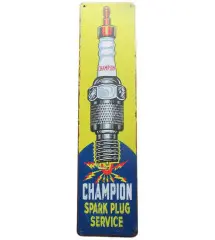 decorative plate champion spark plug 46x10cm sheet metal street format