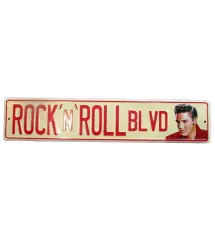 plaque rock & roll elvis presley (plaque de rue) tole déco fan des fifties