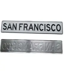 plaque de rue san francisco blanche relief 61x13 cm tole deco metal