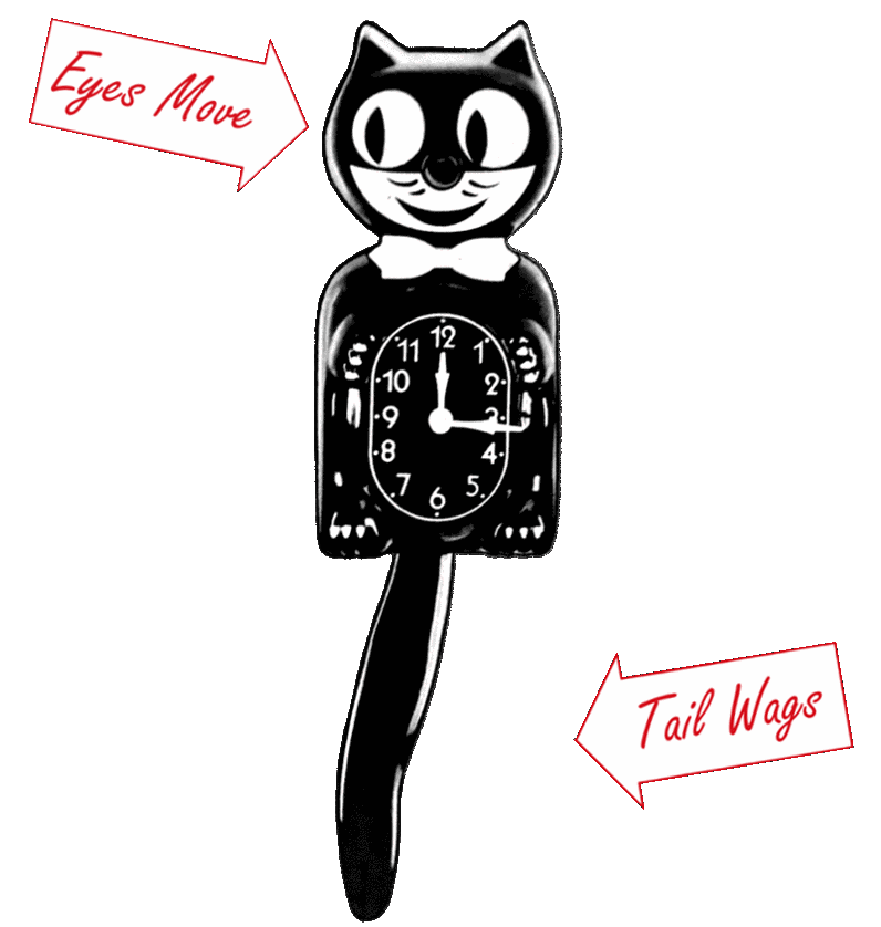 Pendule Kit Cat Clock Noir 40cm Horloge Deco Americaine Usa